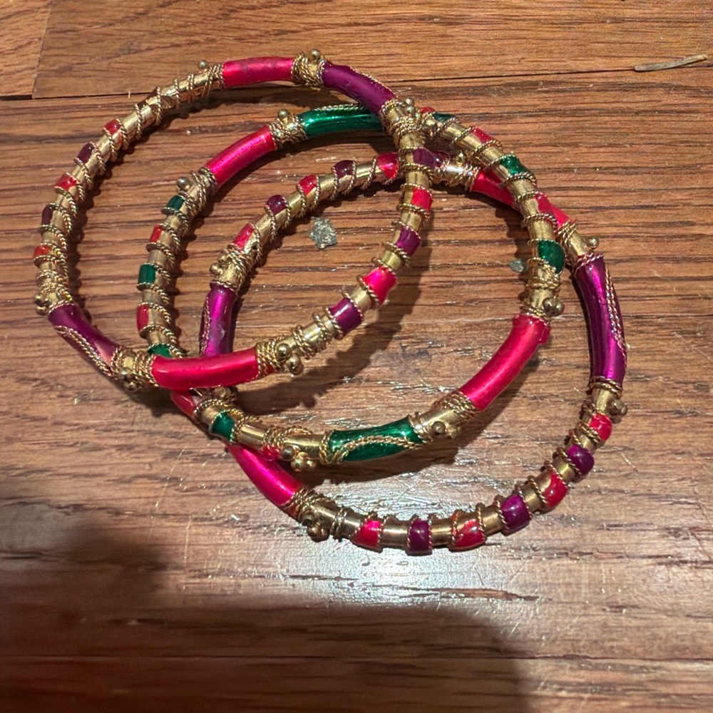 Italian Artisan Bangle Bracelets Set of 3 – Gioia della Scala – Jewel Tones
